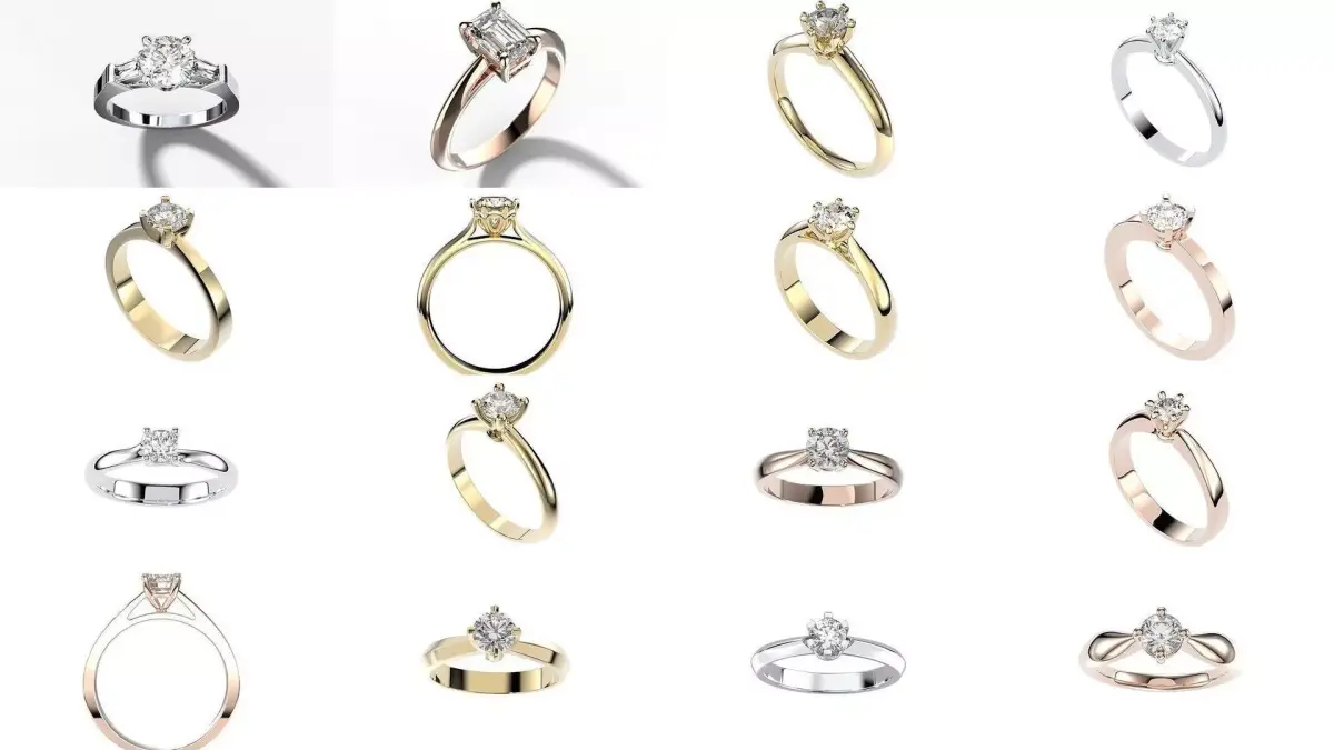 Collection solitaire rings 3D Model Pack