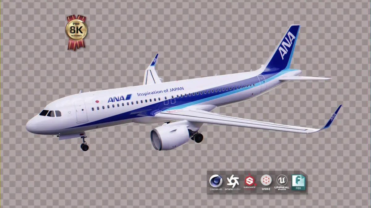 Airbus A320 Neo Airliner 3x Livery Low-poly 3D model