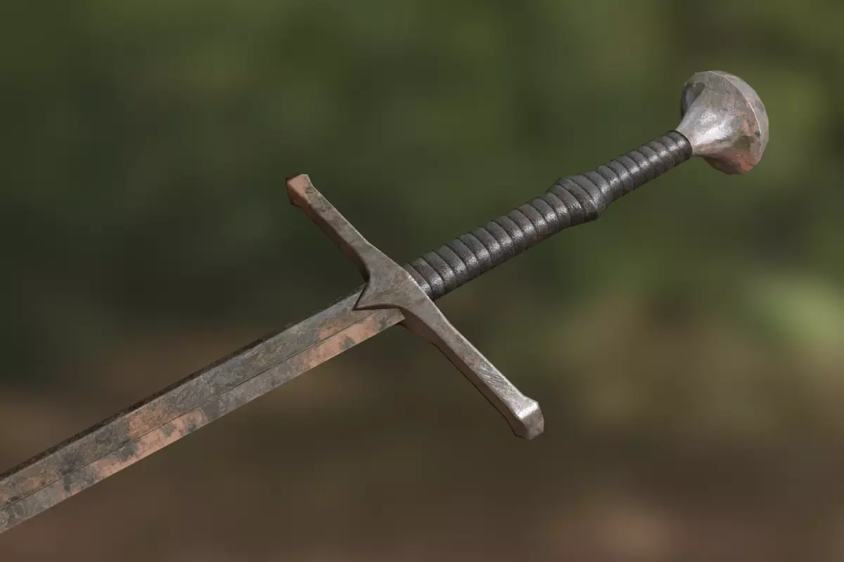 Lowpoly medieval rusted longsword - PBR Low-poly 3D model