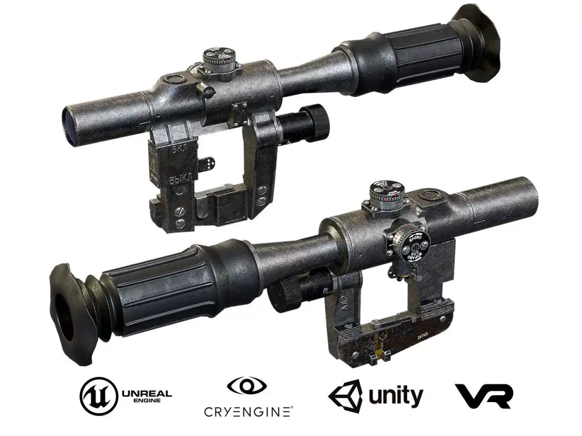 Optical Sniper Sight PSO-1 Low-poly 3D model