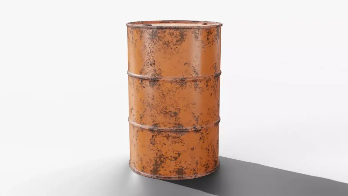 Steel Barrel - Orange - Rusted 3D model