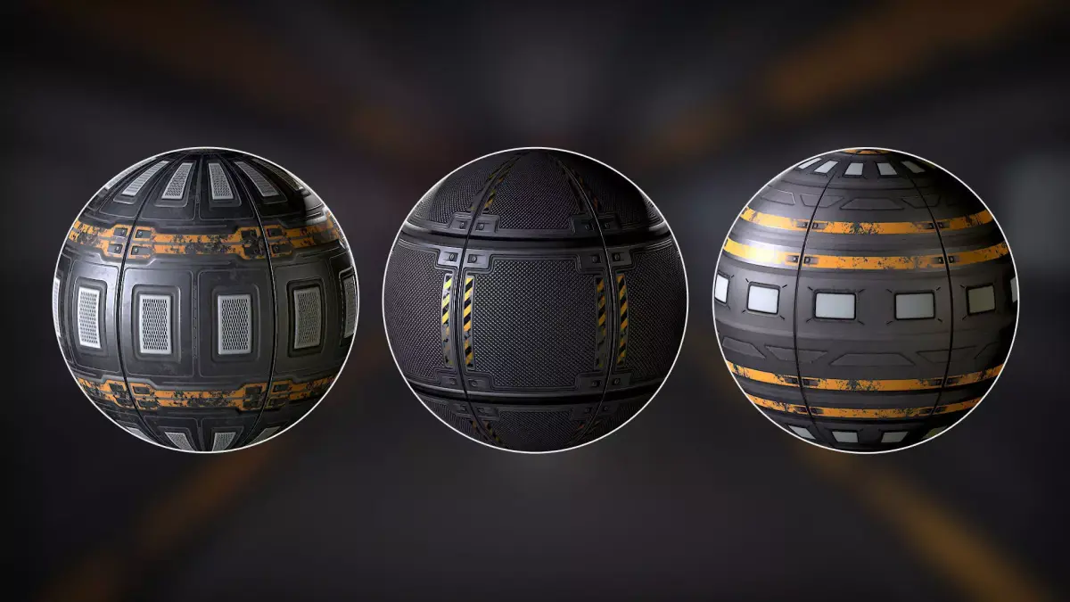 3 PBR Sci Fi panels materials 3D model