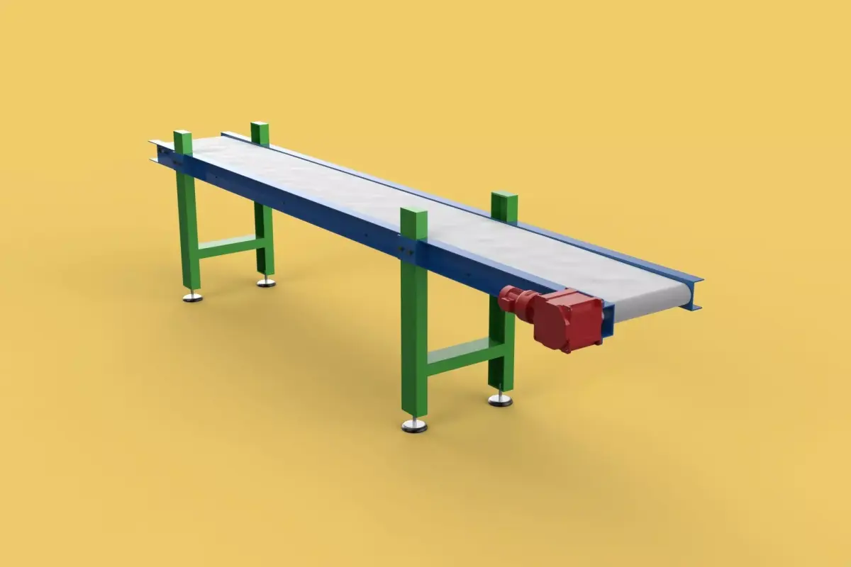 FACTORY INDUSTRIAL HORIZONTAL FLAT BELT CONVEYOR 3D model
