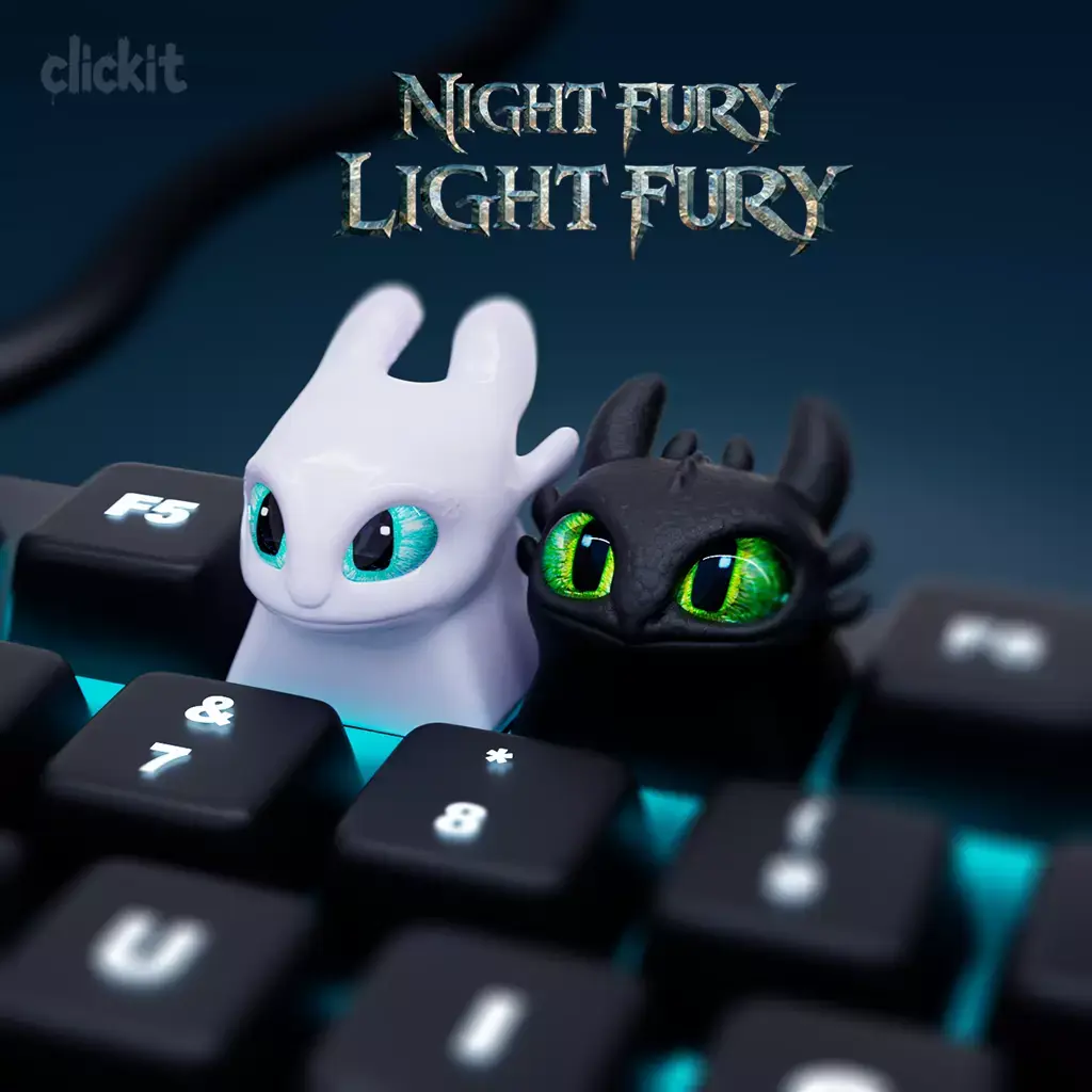 Light Fury and Night Fury Keycap Pack 3D print model