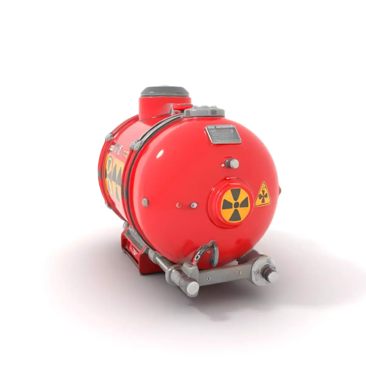 Red Industrial Tank Model Pack with Hazard Symbols Low-poly 3D model