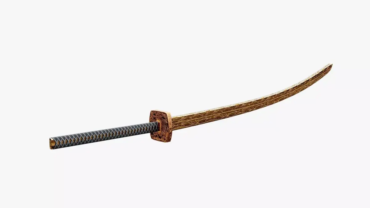 Golden Katana Low-poly 3D model