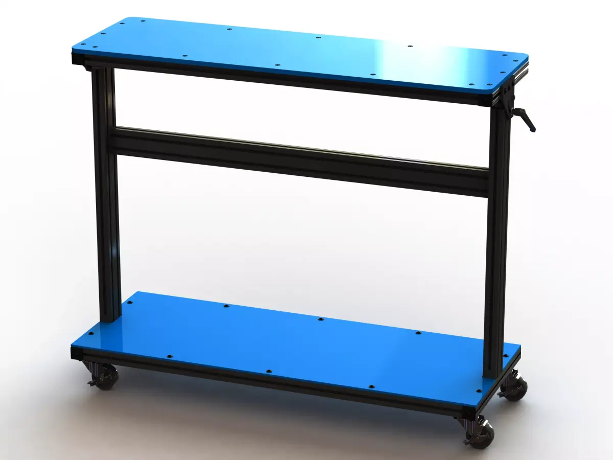 Aluminum Stand Up Desk Two Shelf 3D model