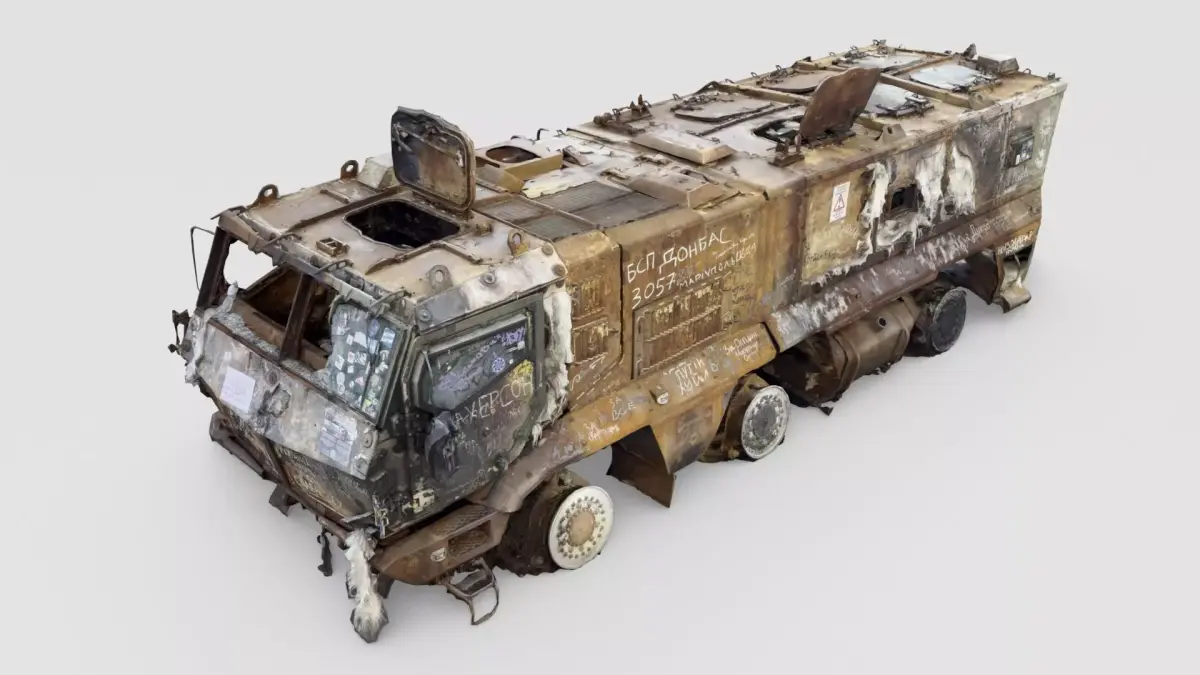 destroyed russian KAMAZ-63968 Typhoon-K MRAP 3D model purchase