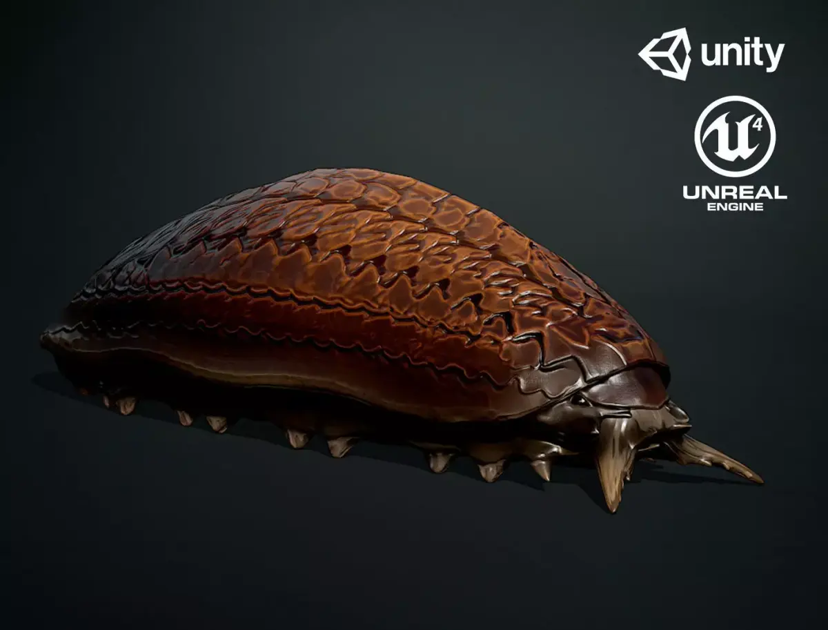 Larvae creature1 - Game Ready Low-poly 3D model Low-poly 3D model