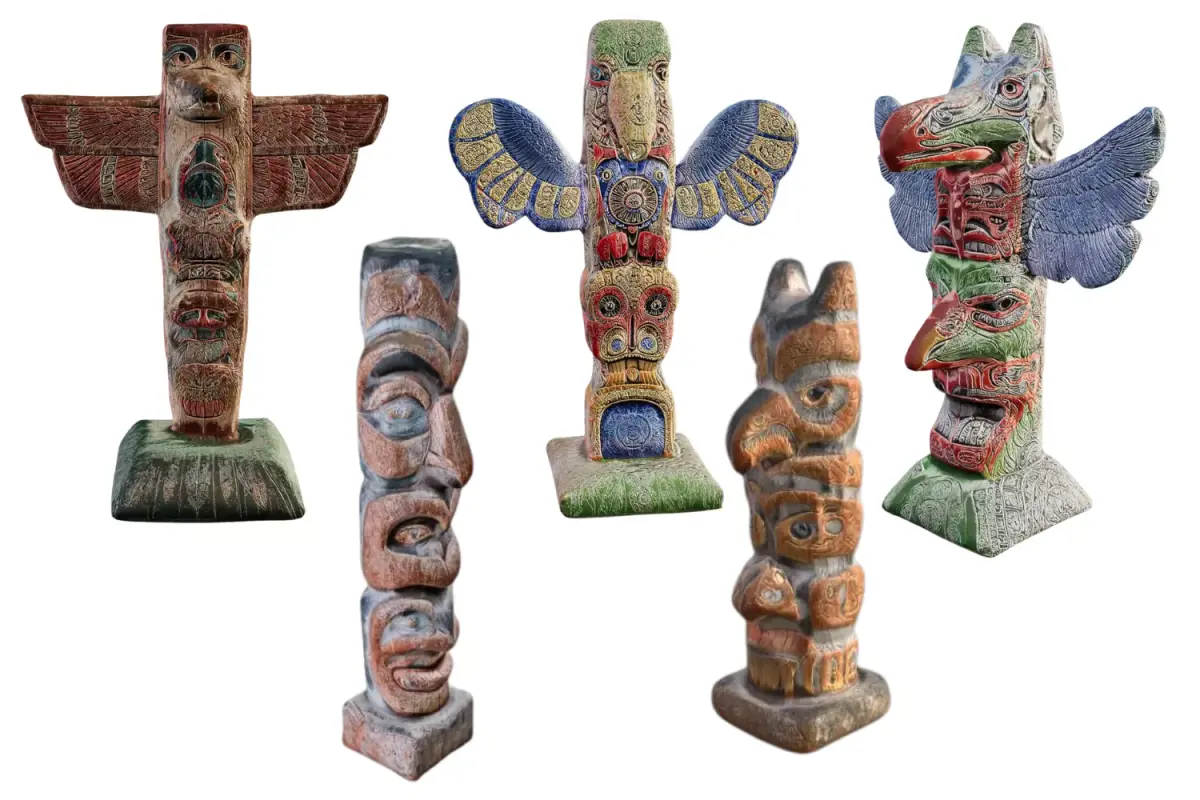Totem Poles Bundle - Photorealistic Low-poly 3D Model Collection 3D Model Pack purchase