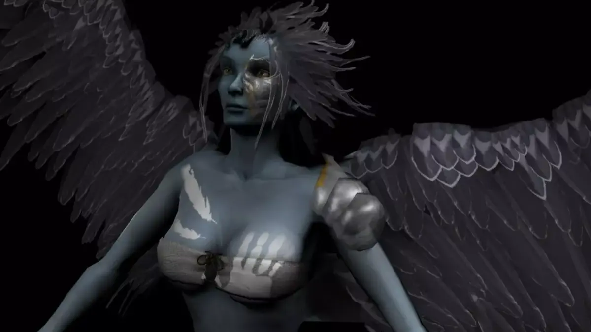 Clothed Harpy Low-poly 3D model