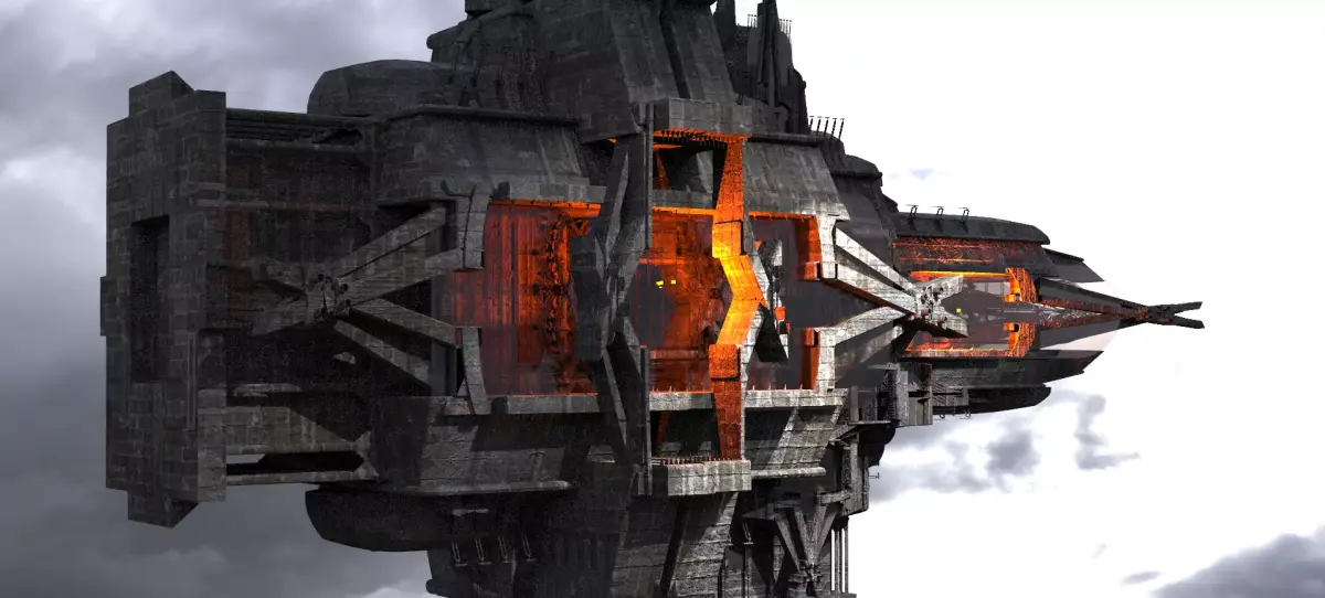 Dark cyberpunk Sci-Fi Ship  Kit bash  3D model
