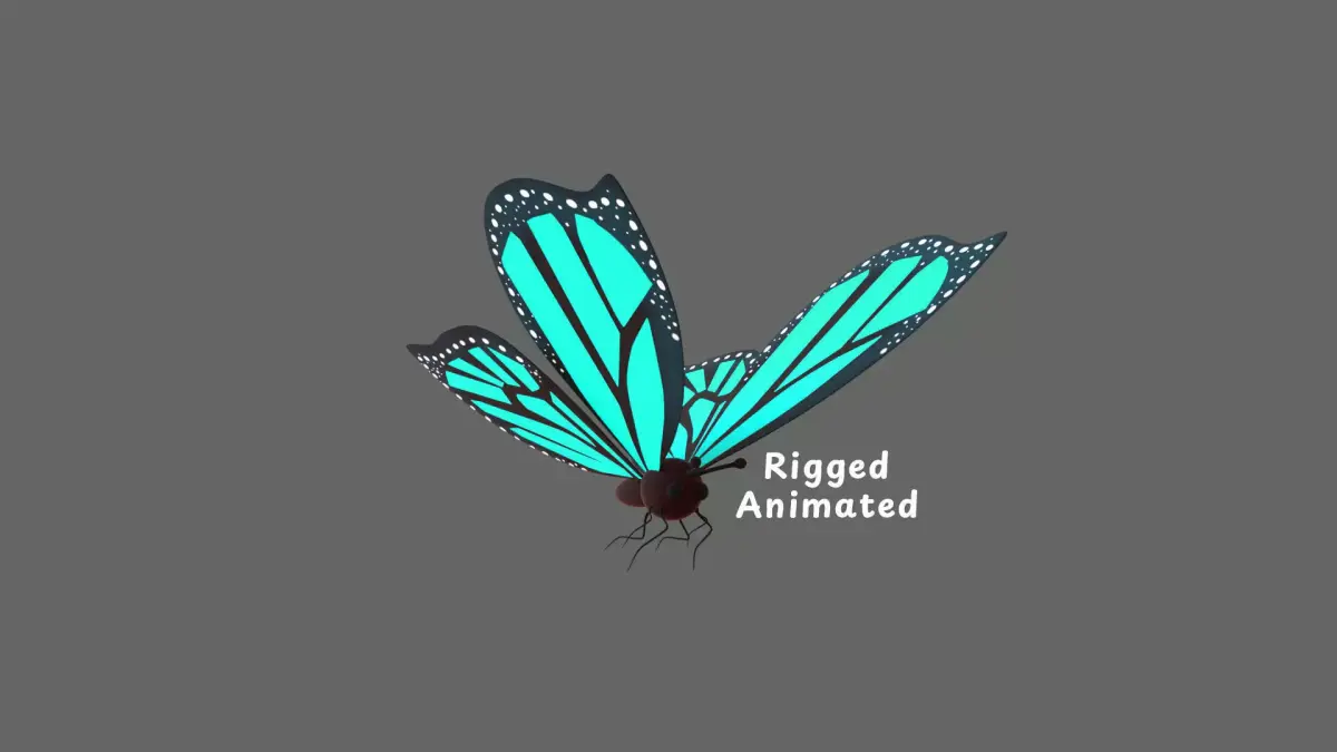 Cartoon Butterfly Wing Flapping 03 Animated Low-poly 3D model