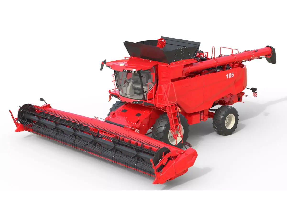 Combine Grain Harvester Low-poly 3D model