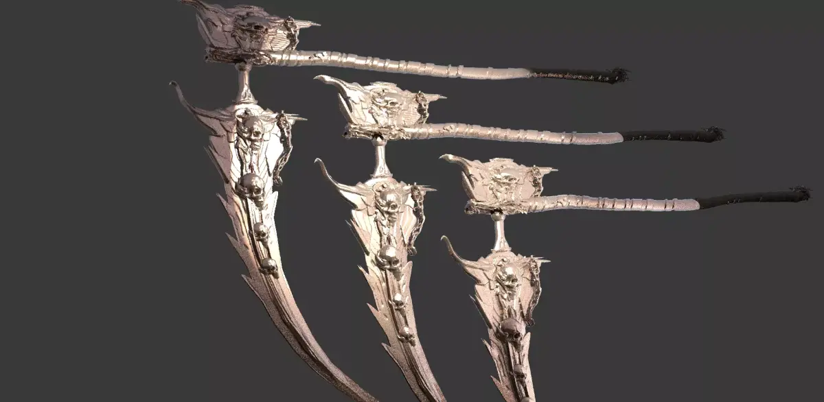 Grim Reaper scythe Ornate 3D model