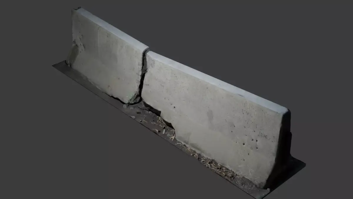 Double Concrete Barrier - Photoscanned Free 3D model