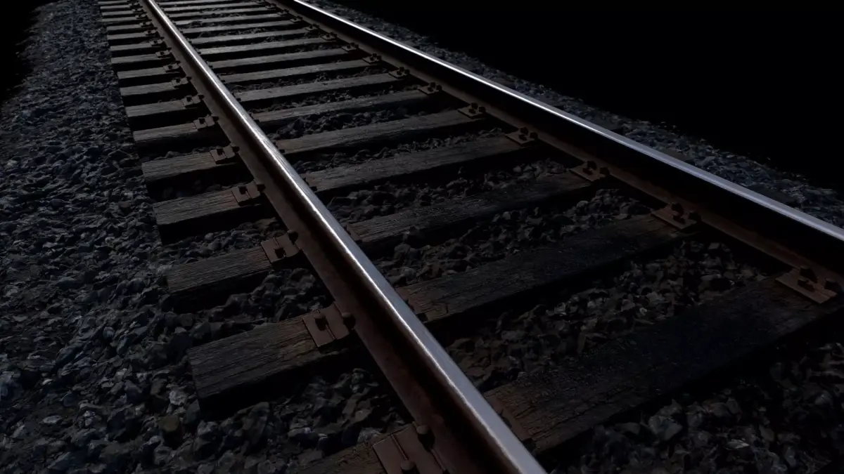 Railroad with Wood Sleepers Low-poly 3D model
