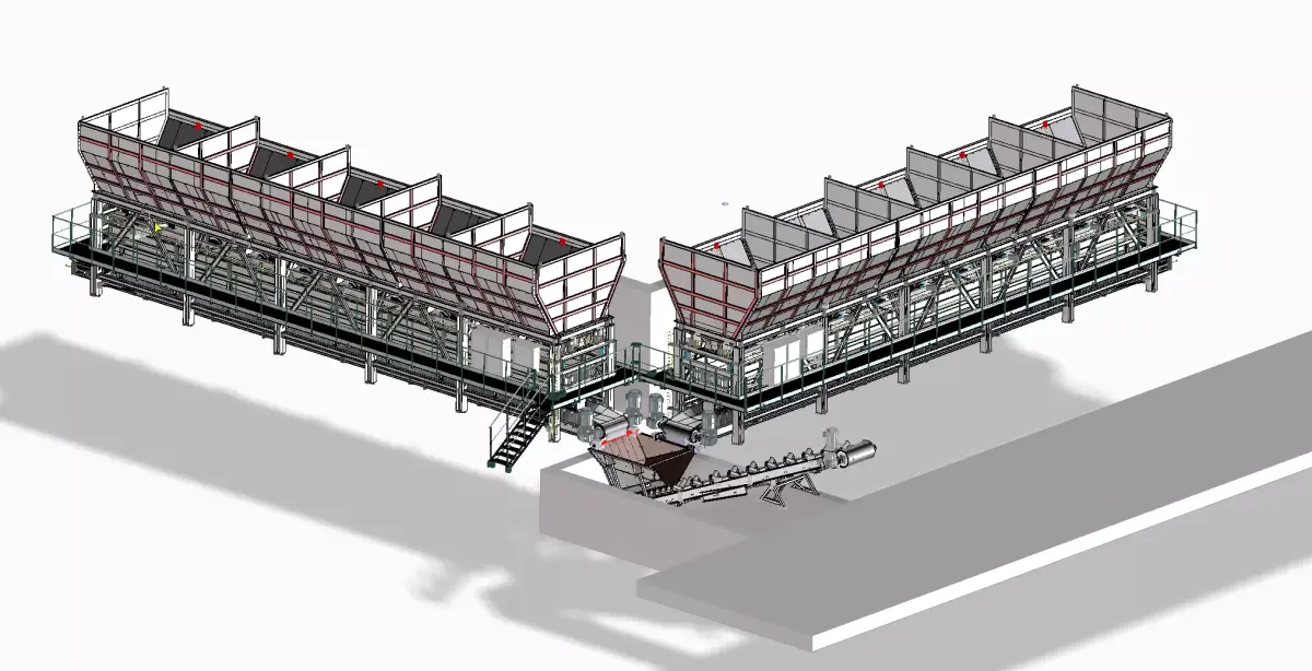 Concrete batching plant hopper feeders 200Ton-Hour 3D model