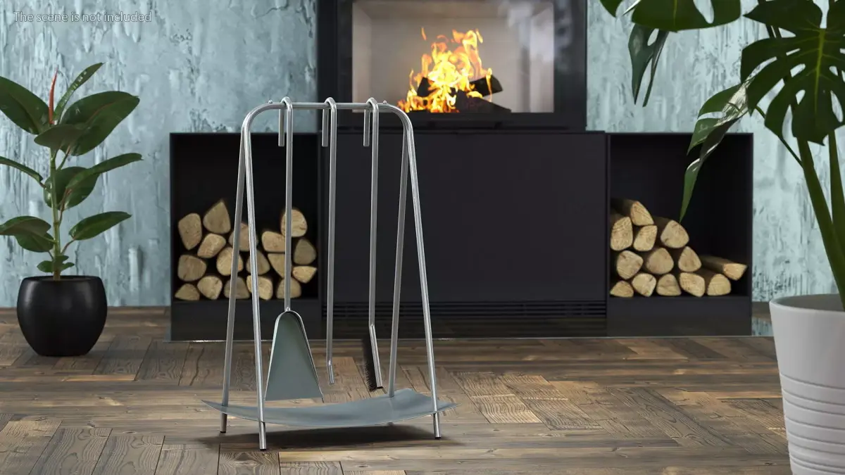 Port Fireplace Tools Silver 3D model