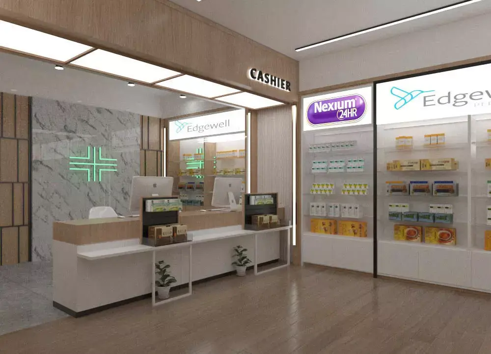 Modern Pharmacy Interior Clean Retail Medical Store Design Low-poly 3D model