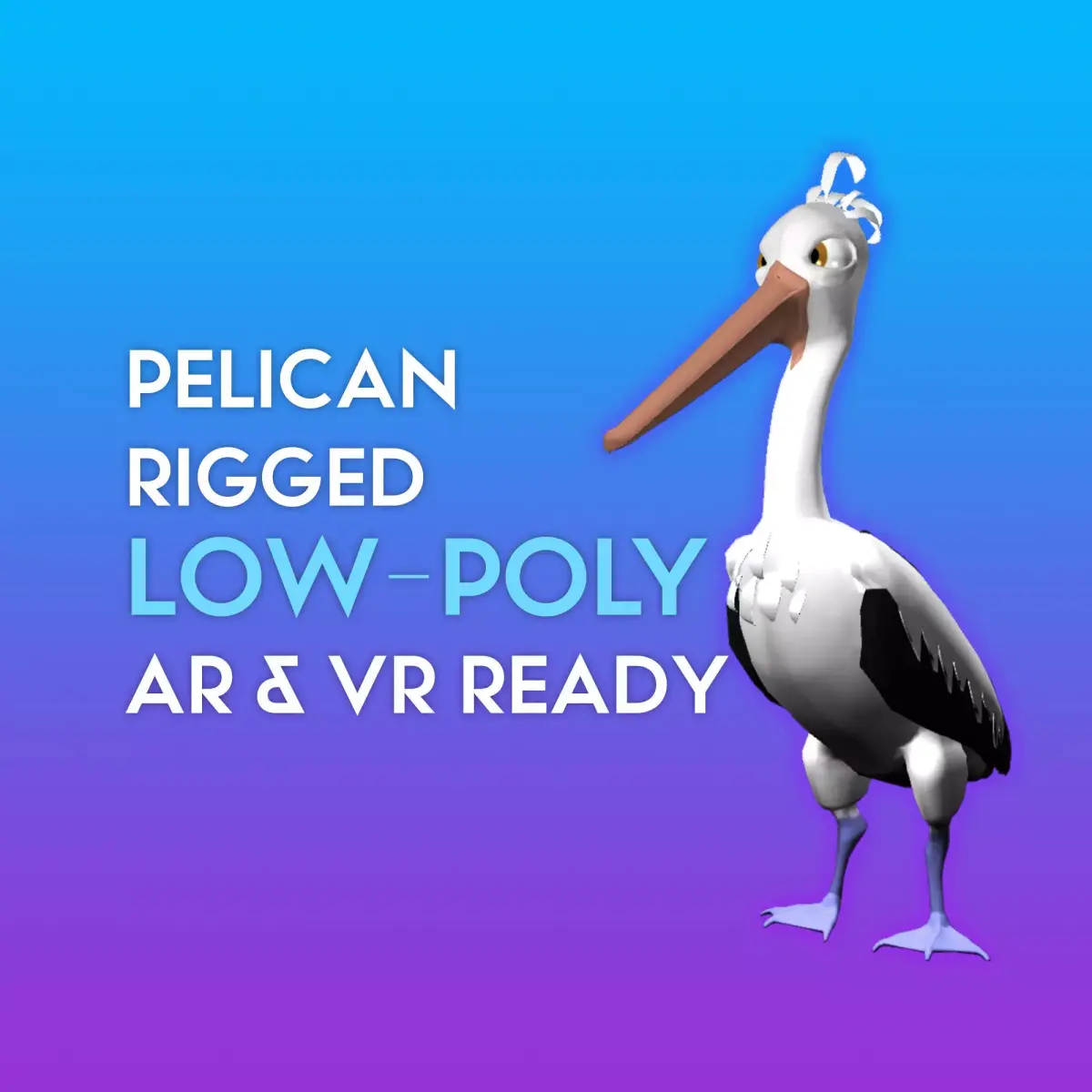 3D Cartoon Pelican Low-poly 3D model