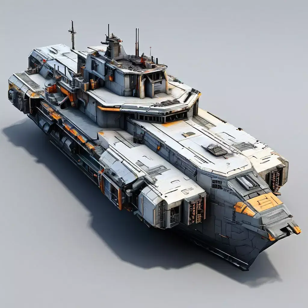 Scifi Gunship Futuristic Warship Model Low-poly 3D model