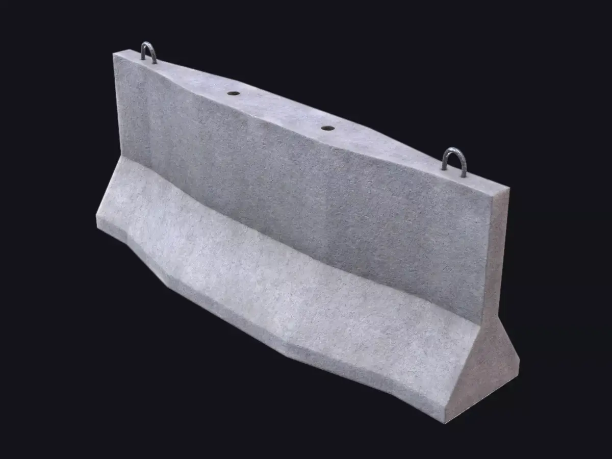 Traffic Concrete Barrier Game Ready PBR Low-poly 3D model