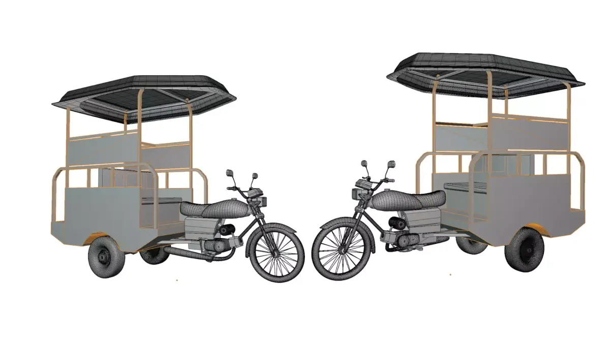 Chingchi Traditional Motorcycle Rickshaw  Free 3D model