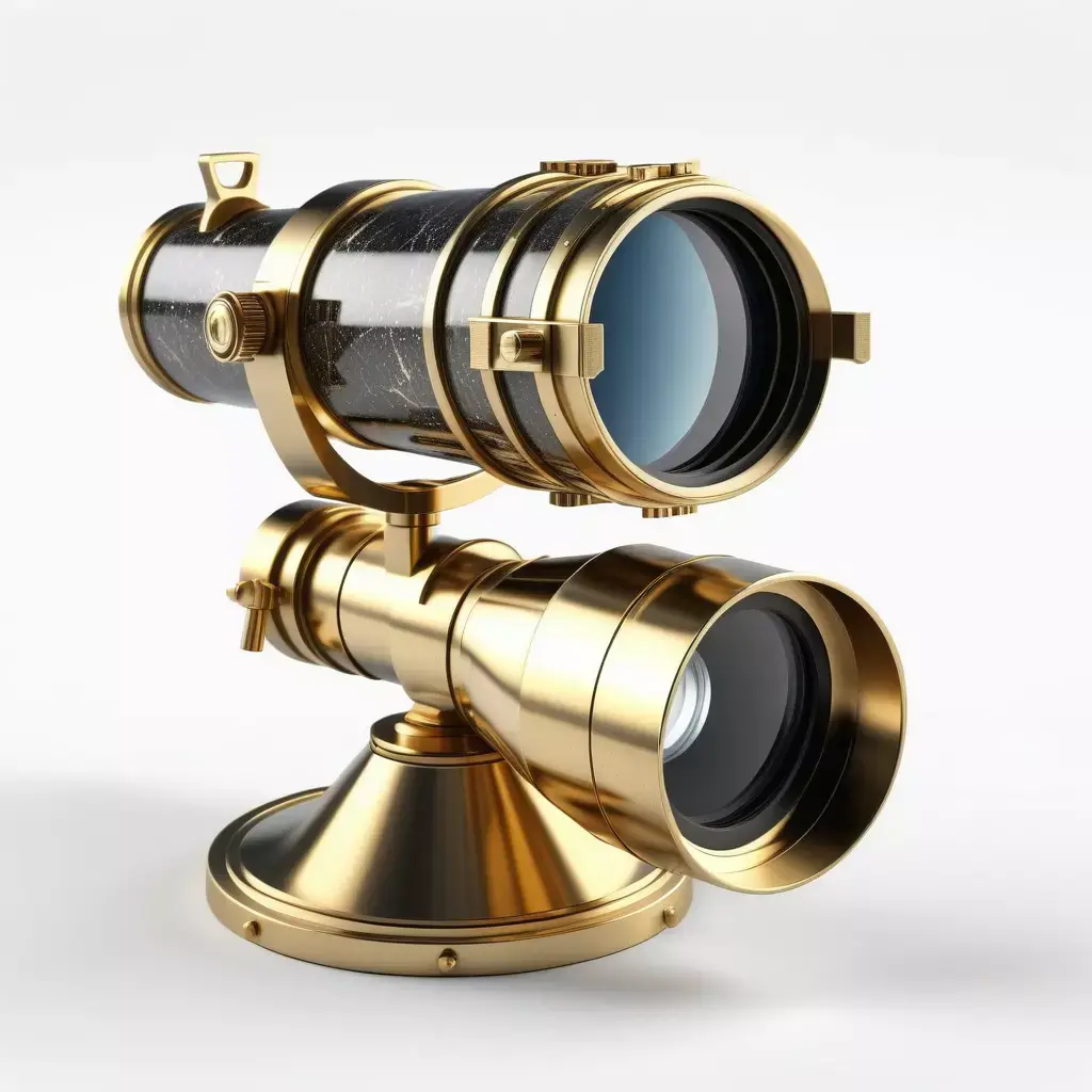 Polished Brass Telescope with Cracked Lens 3D model
