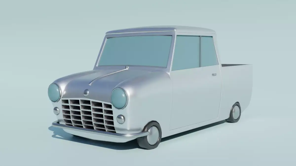 white pickup truck cartoon Free 3D model