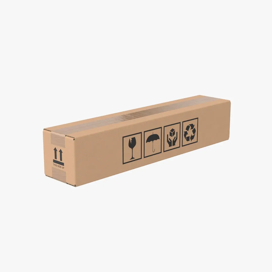 Cardboard Box 50x10x10 Closed 3D model