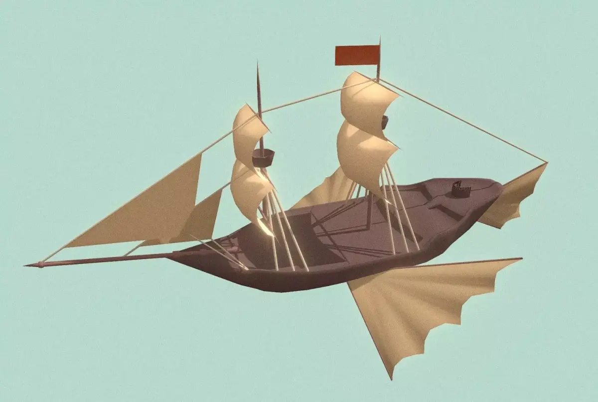 Airship pirate ship Low-poly 3D model