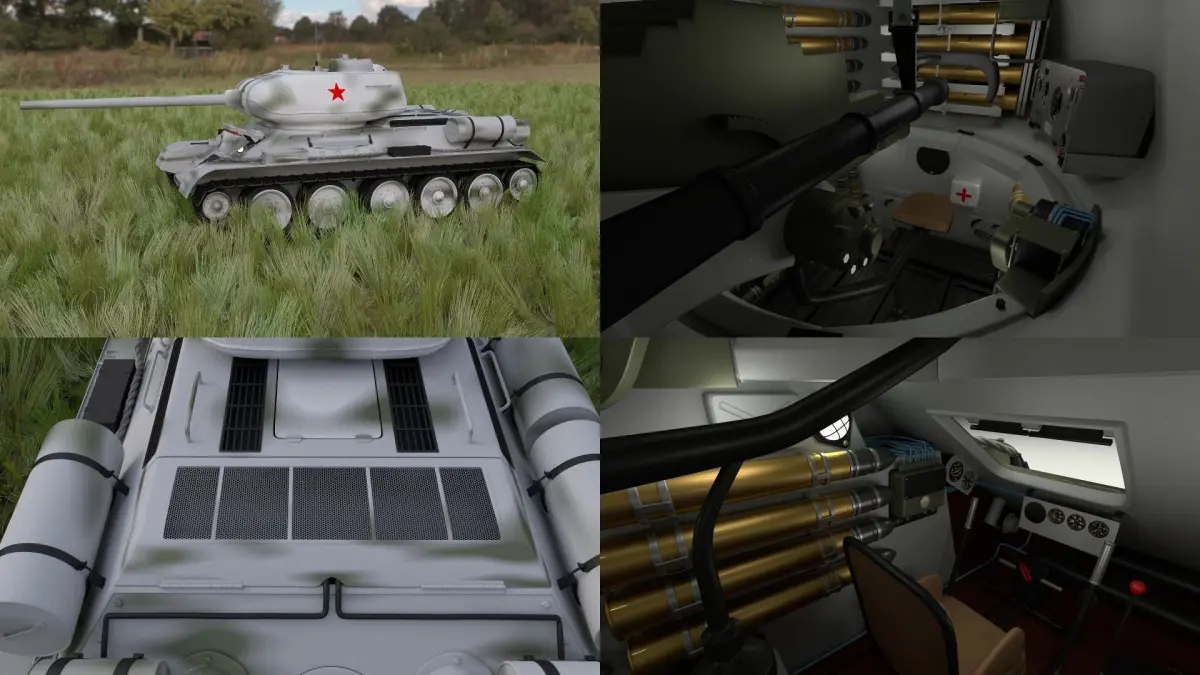 T-34-85 with Interior HDRI Winter Camo 3D model