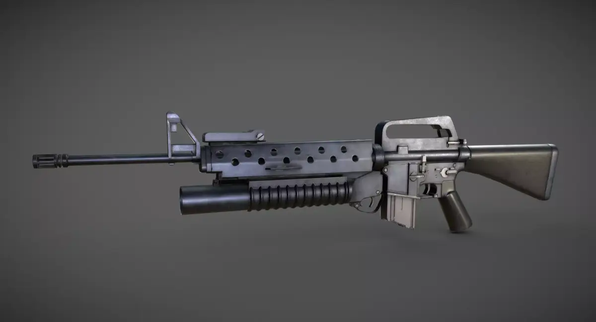 M16 m203 Grenade Launcher Low-poly 3D model