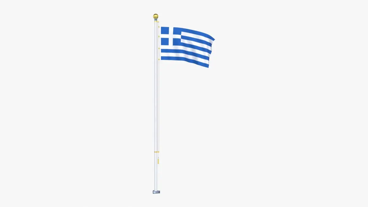 GreeceFlagStandPoleAnimated 3D model