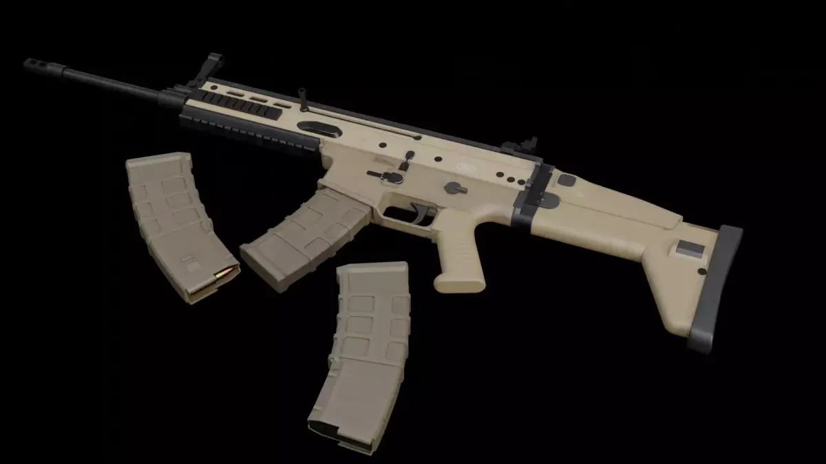 SCAR-H assault rifle Low-poly 3D model