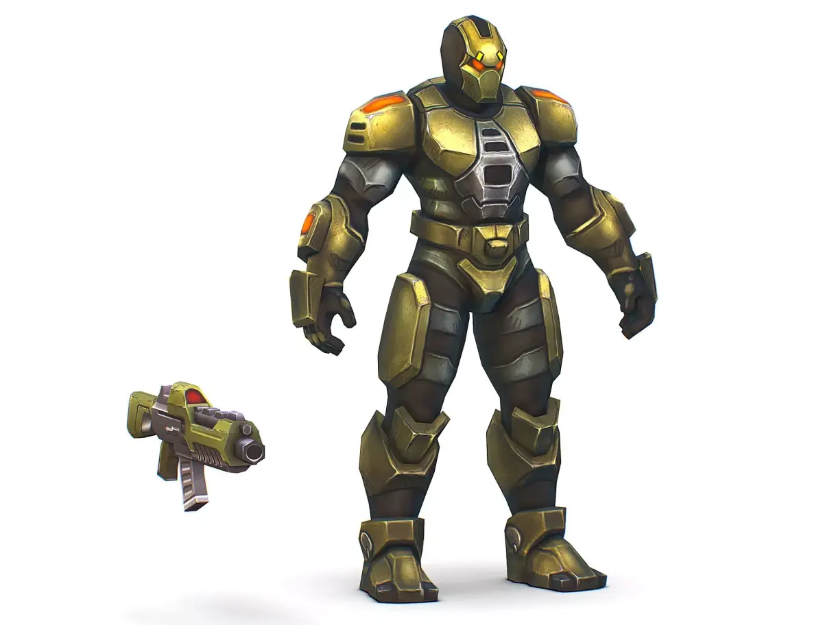 Sci-Fi Man Cyborg - Male Drone Trooper Soldier Low-poly 3D model