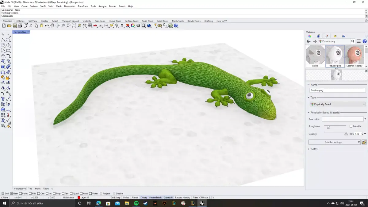 Gekko lizzard made in rhino 7 3D model