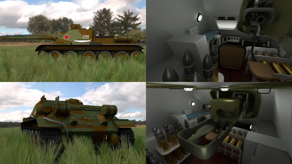 SU 100 with Interior Camo HDRI 3D model