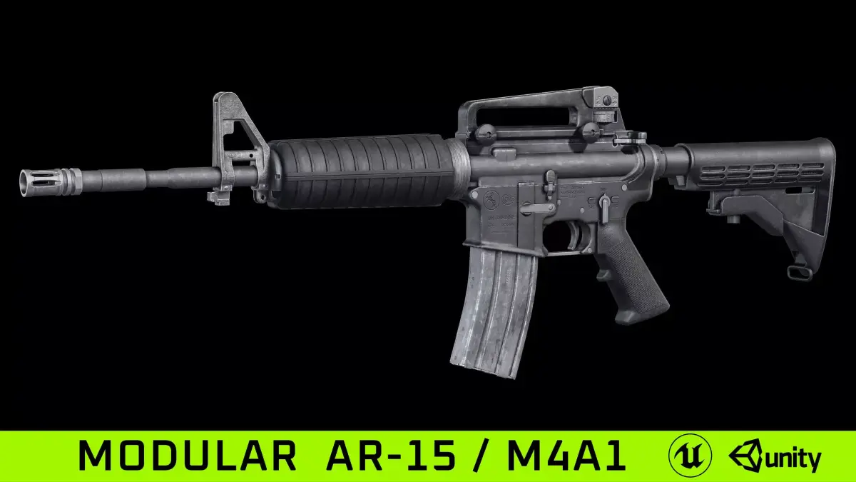 m4a1 ar15 modular  Low-poly 3D model