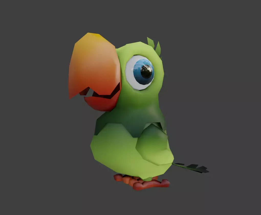 Low-Poly Cartoon Parrot Not Rigged Low-poly 3D model