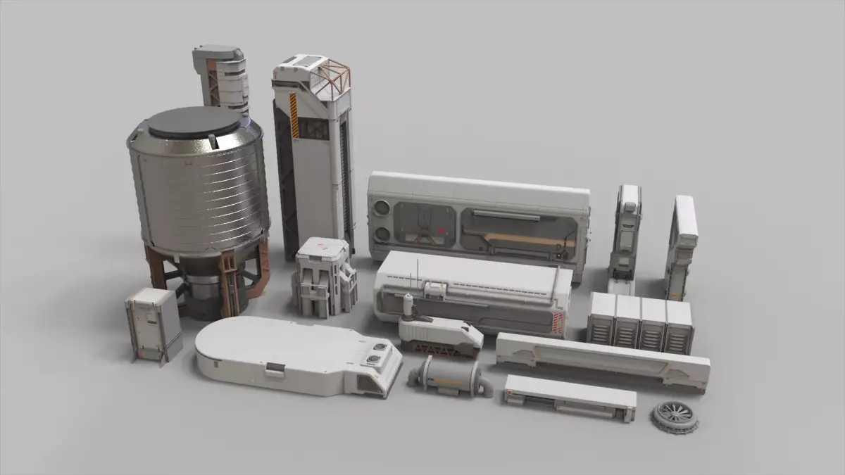 sci-fi Architecture kitbash 10 3D model