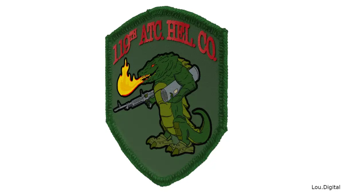 Patch alligator with gun on 3D model