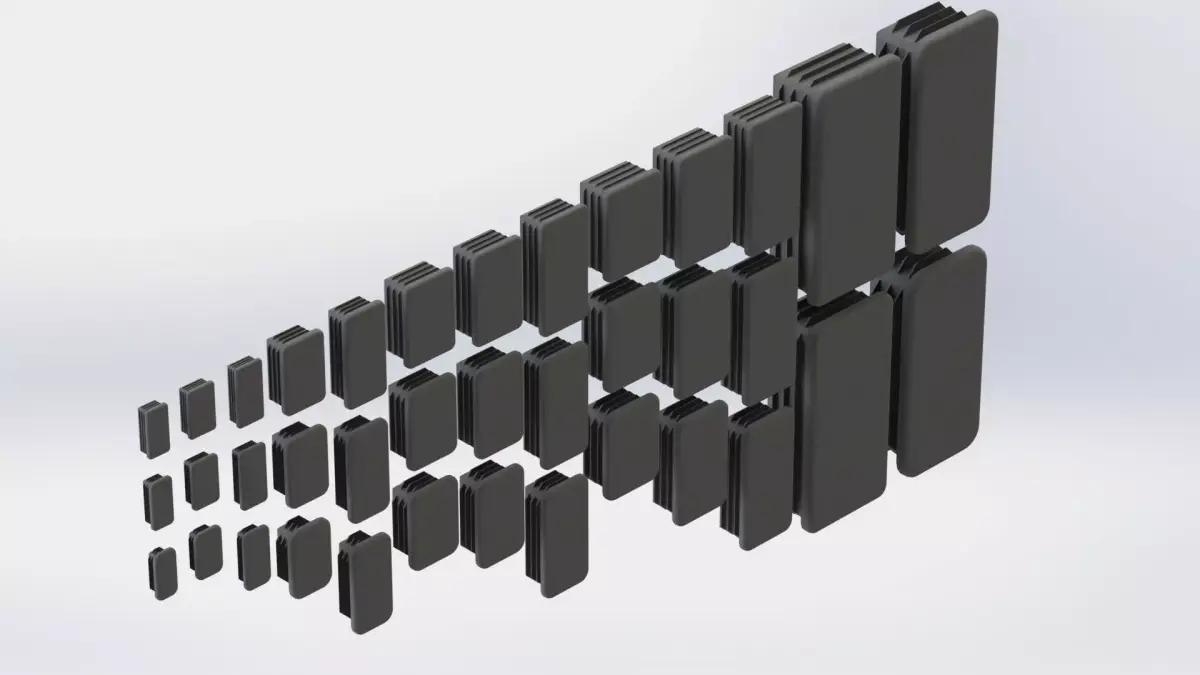 Set of rectangular plugs Low-poly 3D model