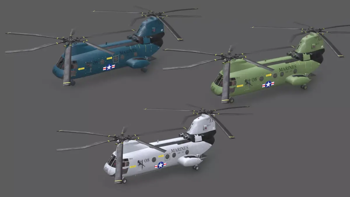Boeing Vertol CH-46 Sea Knight Low-poly PBR Low-poly 3D model