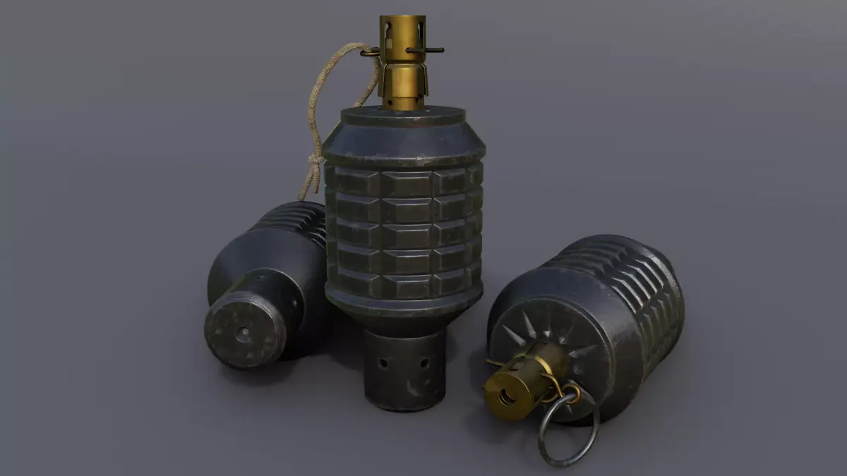 Type 91 Hand Grenade Low-poly 3D model