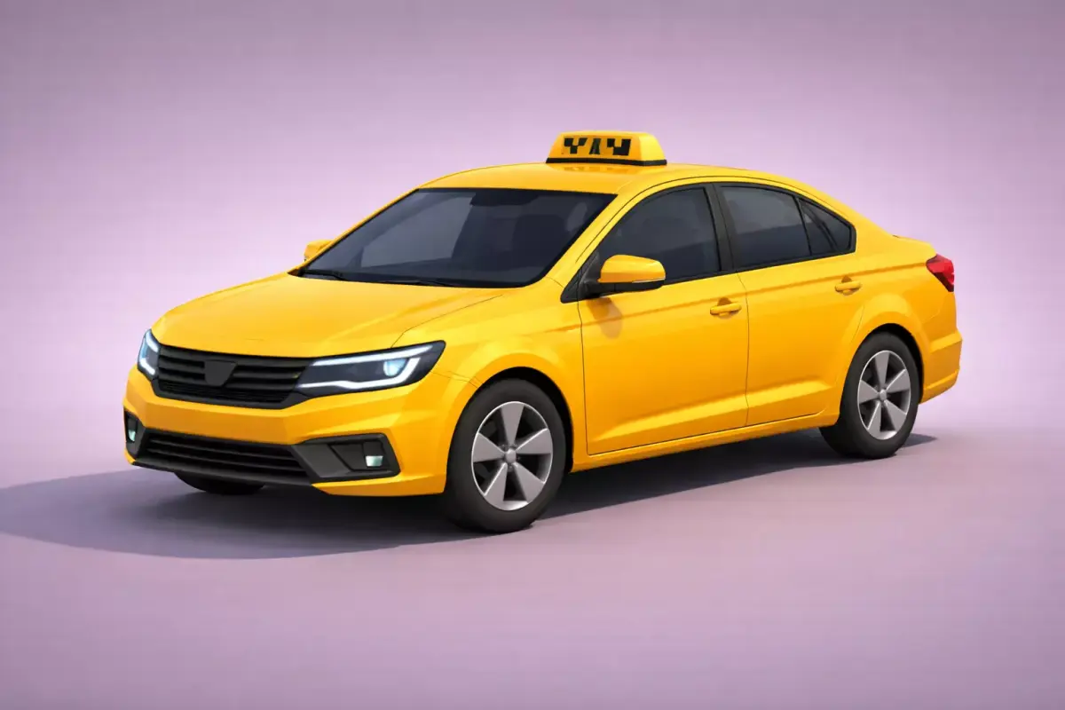 Low Poly Generic Taxi Car Vehicle Model PBR Texture Low-poly 3D model