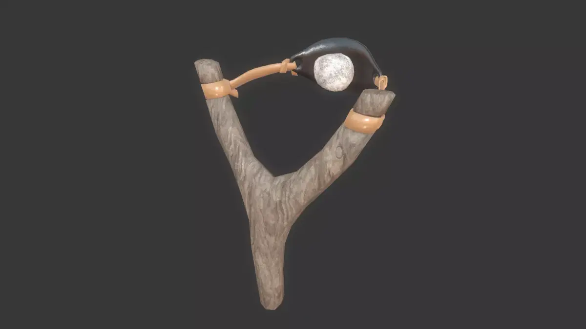 Slingshot wooden stick with moon Low-poly 3D model