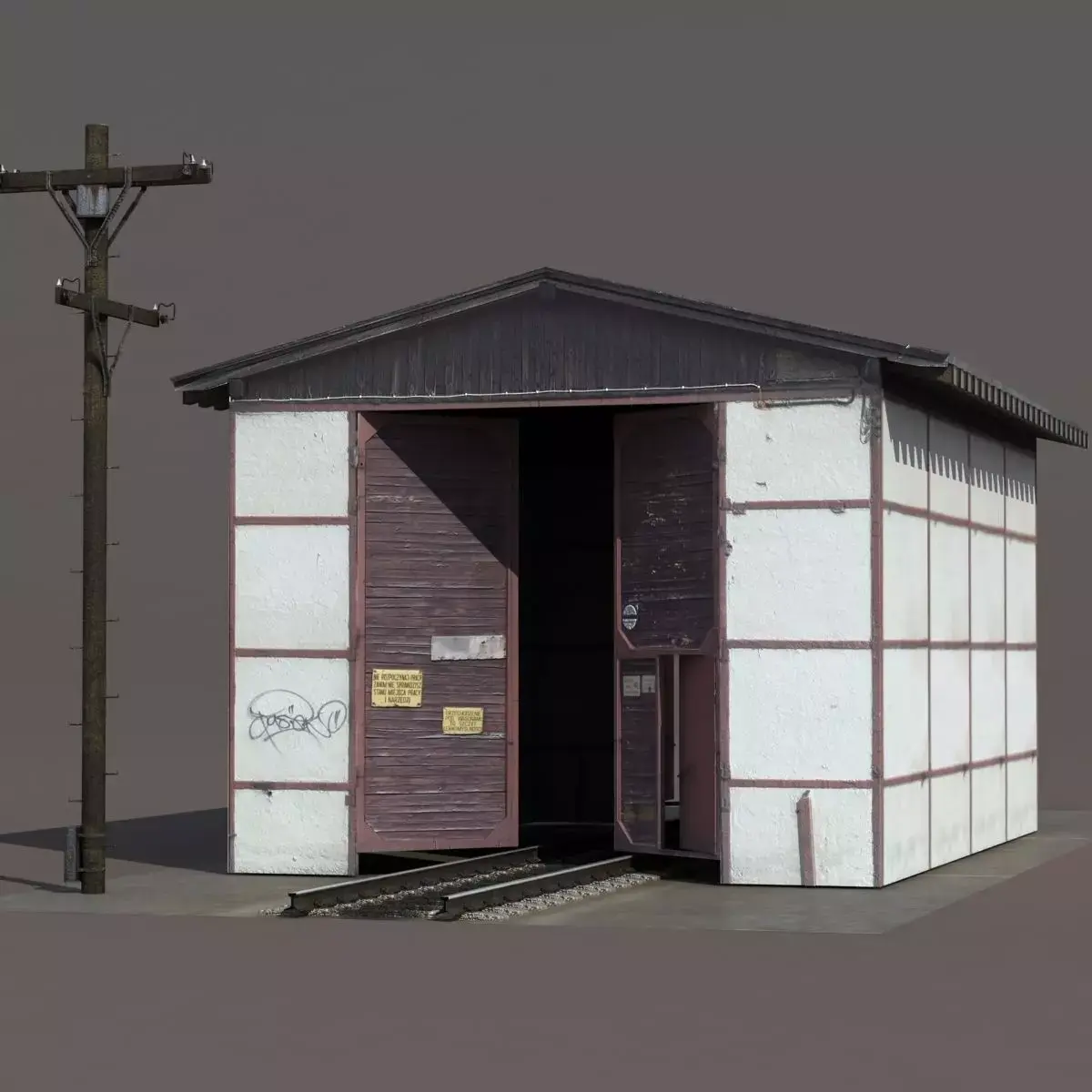 Train Building Low-poly 3D model