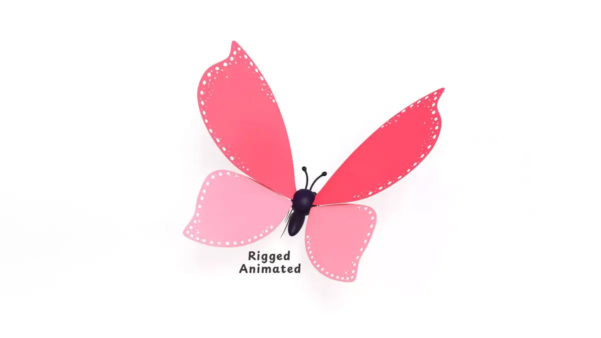 Butterfly Wing Flapping 02 Animated for Game  Low-poly 3D model